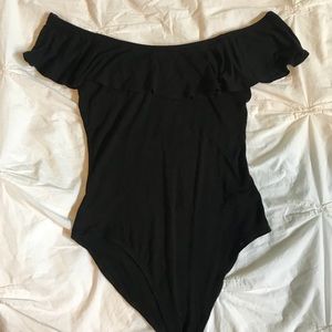 Black Off Shoulder Bodysuit